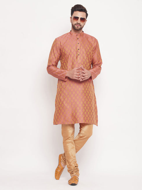 Men's Pink Woven Kurta