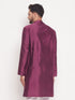 Men's Purple Square Woven Design Silk Blend Kurta