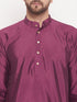Men's Purple Square Woven Design Silk Blend Kurta