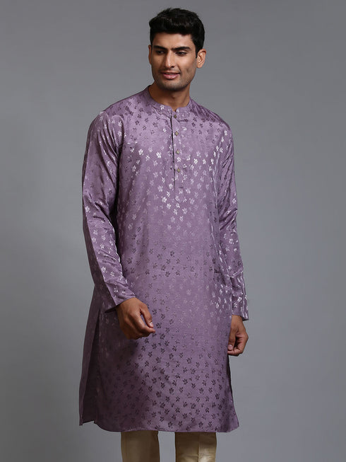 Men's Purple Jacquard Kurta