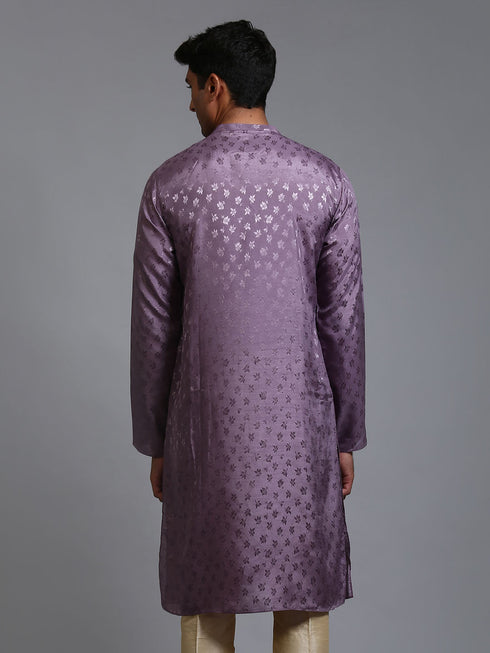 Men's Purple Jacquard Kurta