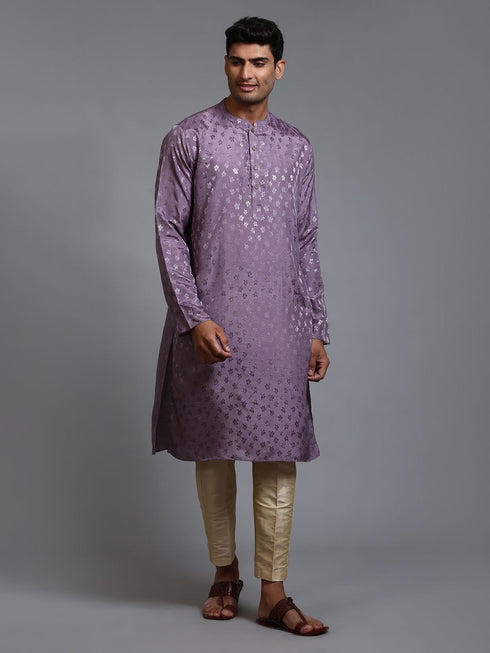 Men's Purple Jacquard Kurta