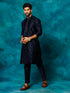 Men's Blue Silk Blend Kurta Pyjama Set