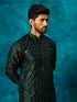Men's Green Silk Blend Embellished Kurta