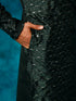 Men's Green Silk Blend Embellished Kurta