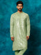 Men's Mint Green Embellished Georgette Kurta