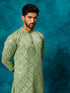 Men's Mint Green Embellished Georgette Kurta