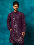 Men's Purple Embellished Georgette Kurta