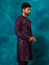Men's Purple Embellished Georgette Kurta