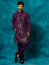Men's Purple Embellished Georgette Kurta