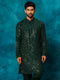 Men's Green Georgette Sequins Kurta