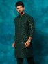 Men's Green Georgette Sequins Kurta