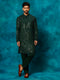 Men's Green Georgette Sequins Kurta Pyjama Set