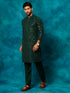 Men's Green Georgette Sequins Kurta Pyjama Set