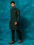 Men's Green Georgette Sequins Kurta Pyjama Set