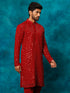Men's Maroon Georgette Sequins Kurta