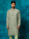 Men's Mint Green Georgette Sequins Kurta