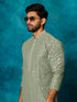 Men's Mint Green Georgette Sequins Kurta