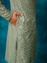 Men's Mint Green Georgette Sequins Kurta