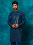 Men's Navy Blue Georgette Sequins Kurta