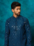 Men's Navy Blue Georgette Sequins Kurta