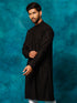 Men's Black Rayon Schiffli Kurta