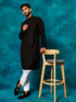 Men's Black Rayon Schiffli Kurta