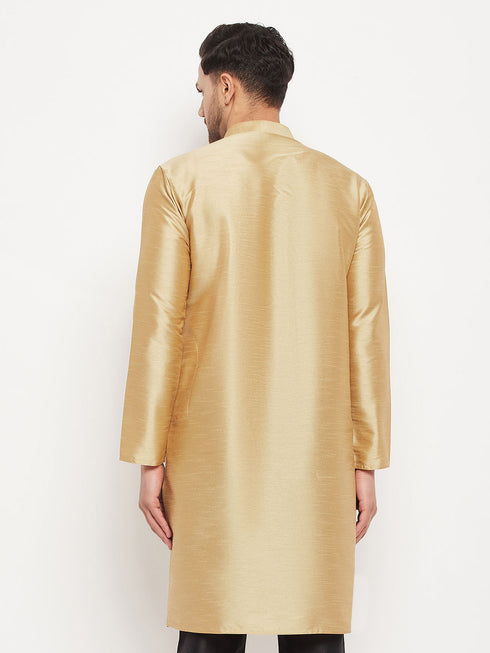 Men's Gold Cotton Silk Blend Kurta