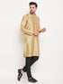 Men's Gold Cotton Silk Blend Kurta