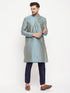 Men's Navy Blue Silk Blend Pant Style Pyjama