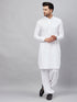 Men's White Cotton Blend Pathani Suit Set