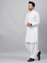 Men's White Cotton Blend Pathani Suit Set