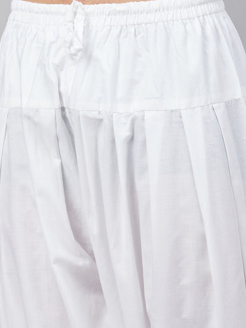 Men's White Cotton Blend Pathani Suit Set
