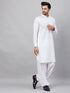 Men's White Cotton Blend Pathani Suit Set