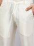 Men's Cream Silk Blend Curved Kurta Pant Set