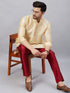 Men's Gold Silk Blend Curved Kurta