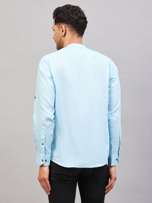 Men's Aqua Short Cotton Kurta