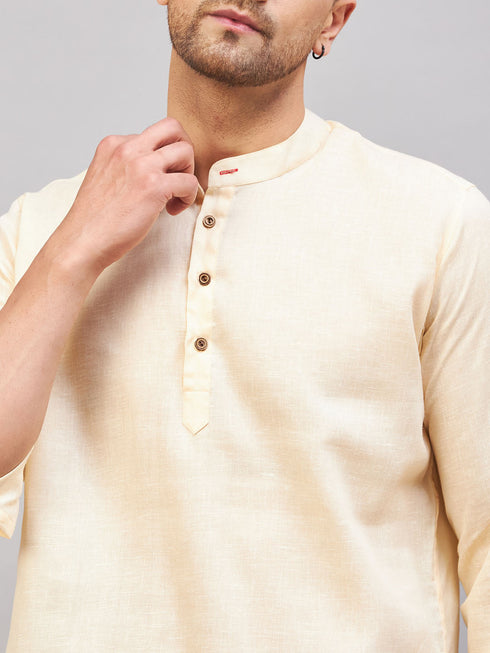Men's Cream Short Cotton Kurta