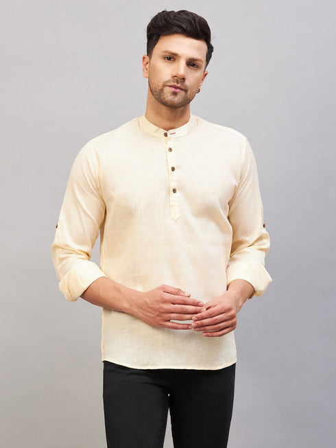 Men's Cream Short Cotton Kurta