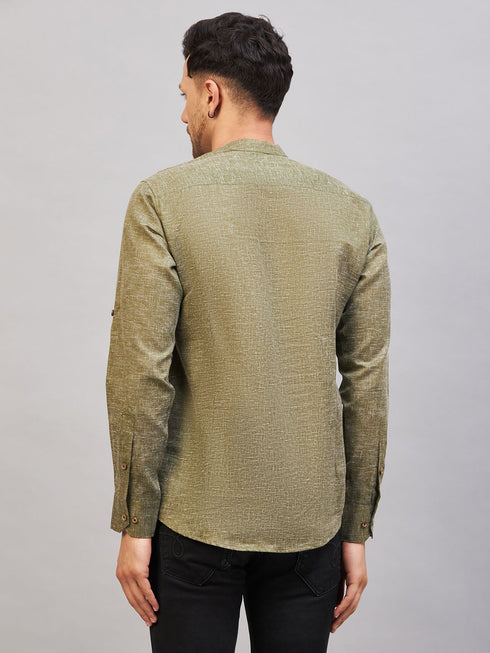 Men's Green Short Cotton Kurta