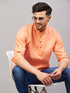 Men's Orange Short Cotton Kurta