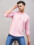 Men's Pink Short Cotton Kurta