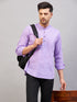 Men's Purple Short Cotton Kurta