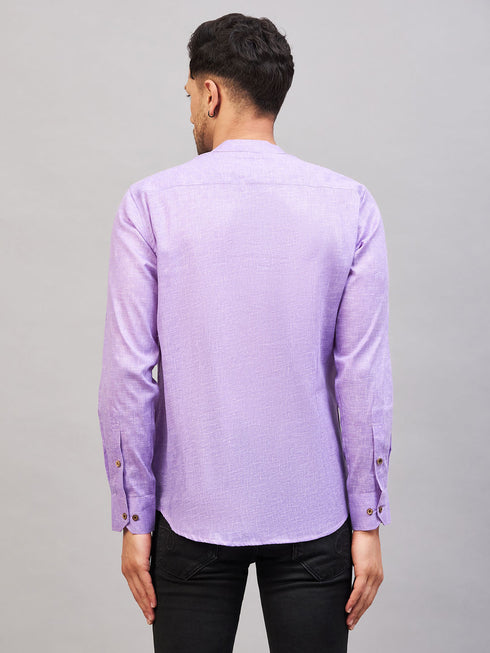 Men's Purple Short Cotton Kurta