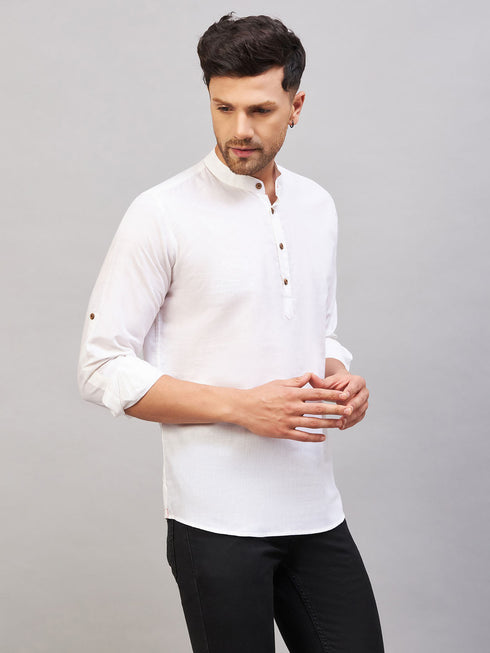 Men's Cream Short Cotton Kurta