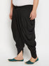 Men's Plus Size Black Solid Cowl Dhoti Pant