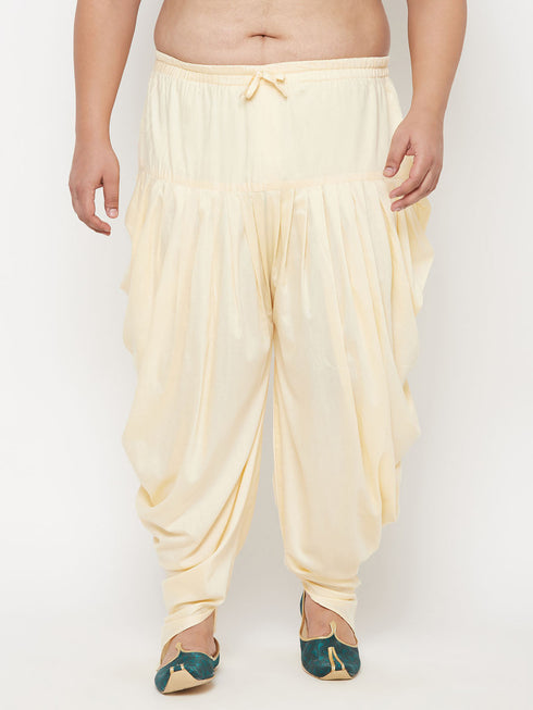 Men's Plus Size Gold Solid Cowl Dhoti Pants