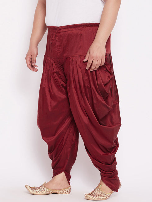 Men's Plus Size Maroon Solid Dhoti Pants