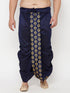 Men's Plus Size Navy Blue Cotton Blend Embroidered Traditional Dhoti