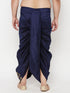 Men's Plus Size Navy Blue Cotton Blend Embroidered Traditional Dhoti